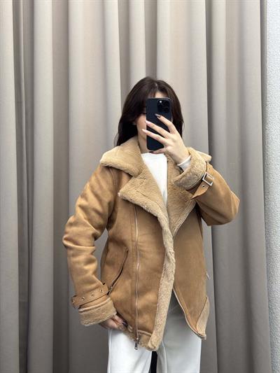 Lares Uzun Kahve Süet Ceket