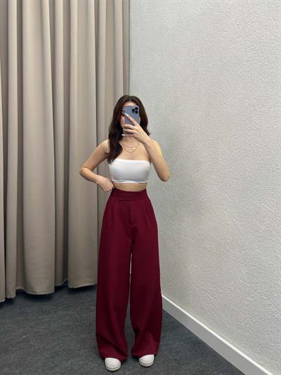 Las Vegas Cırt Kapamalı Bordo Palazzo Pantolon