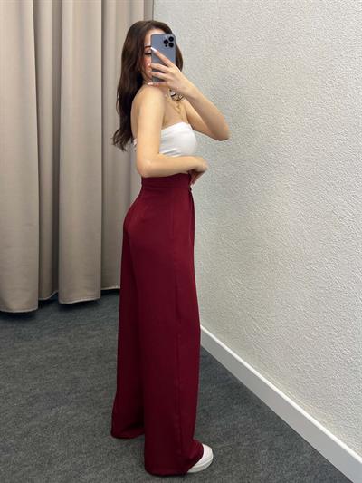 Las Vegas Cırt Kapamalı Bordo Palazzo Pantolon