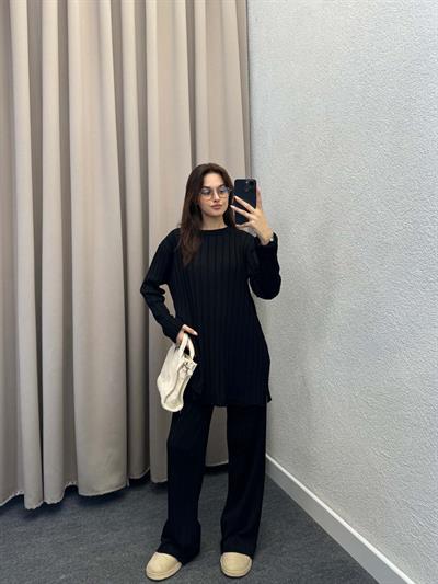 Lear Siyah Fitilli Triko Takım