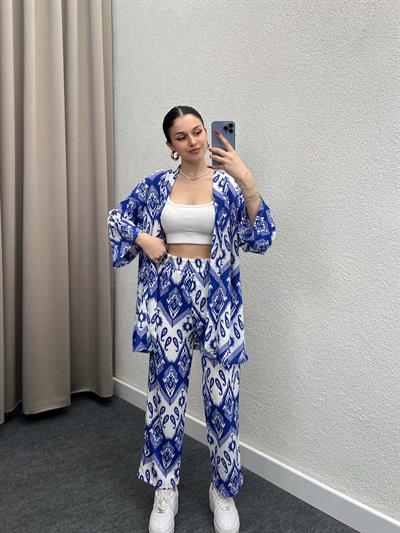 Leila Mavi Kimono Takım