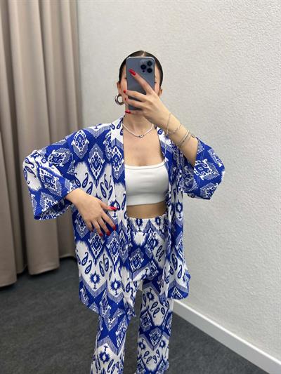Leila Mavi Kimono Takım
