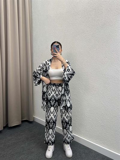 Leila Siyah Kimono Takım