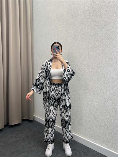 Leila Siyah Kimono Takım