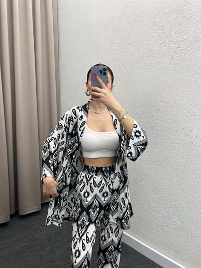 Leila Siyah Kimono Takım