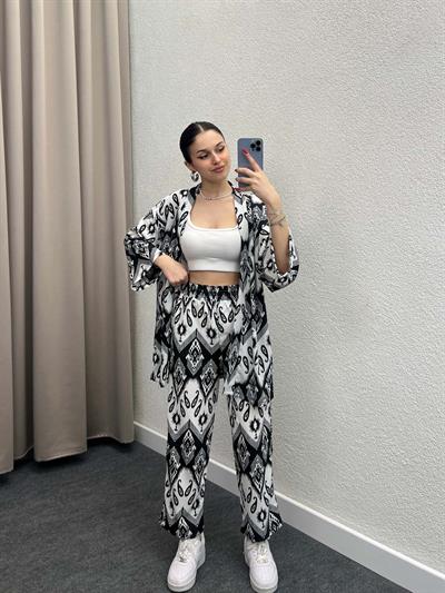 Leila Siyah Kimono Takım