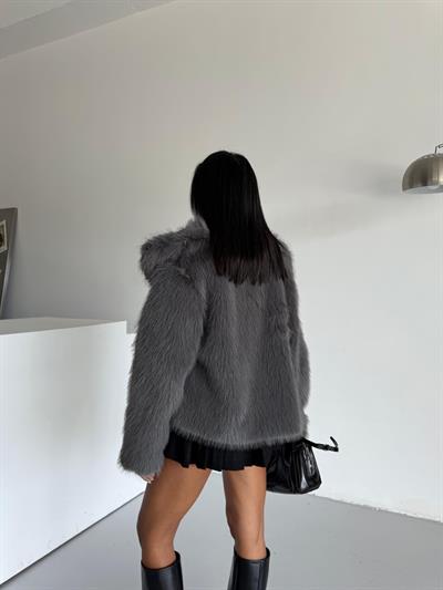 LOLİTA ŞALYAKA OVERSİZE KALIP KÜRK ANTRASİT