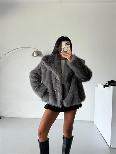 LOLİTA ŞALYAKA OVERSİZE KALIP KÜRK ANTRASİT