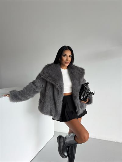 LOLİTA ŞALYAKA OVERSİZE KALIP KÜRK ANTRASİT