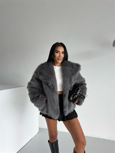 LOLİTA ŞALYAKA OVERSİZE KALIP KÜRK ANTRASİT