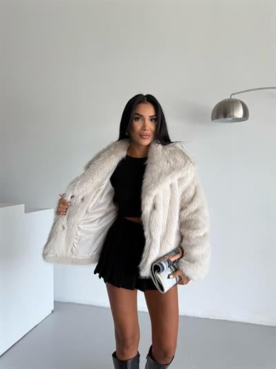 LOLİTA ŞALYAKA OVERSİZE KALIP  KÜRK BEJ