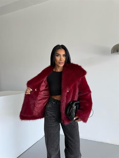 LOLİTA ŞALYAKA OVERSİZE KALIP KÜRK BORDO