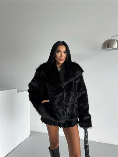 LOLİTA ŞALYAKA OVERSİZE KALIP KÜRK SİYAH