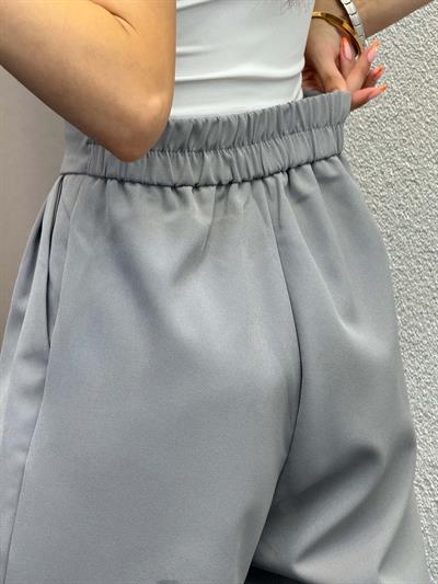 Lugo Gri Lastik Kemer Çırt Kaplamalı Pantolon