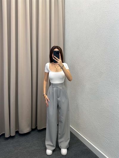 Lugo Gri Lastik Kemer Çırt Kaplamalı Pantolon