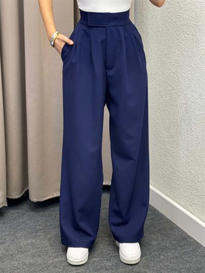 Lugo Lacivert Lastik Kemer Çırt Kaplamalı Pantolon