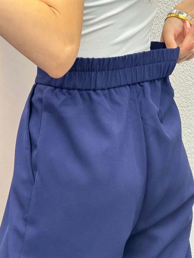 Lugo Lacivert Lastik Kemer Çırt Kaplamalı Pantolon