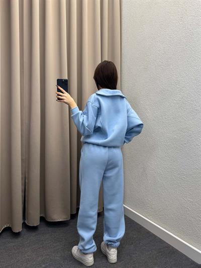 Mario Üç İplik Şardonlu Bebe Mavi Eşofman Takımı