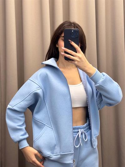 Mario Üç İplik Şardonlu Bebe Mavi Eşofman Takımı