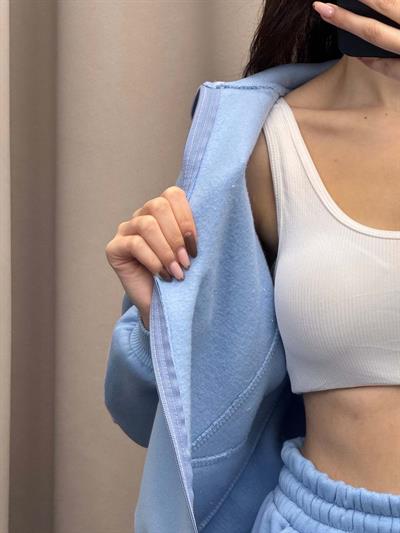 Mario Üç İplik Şardonlu Bebe Mavi Eşofman Takımı