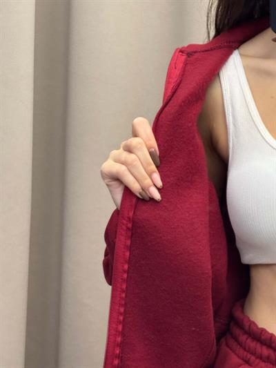 Mario Üç İplik Şardonlu Bordo Eşofman Takımı