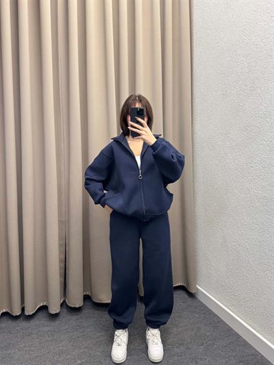 Mario Üç İplik Şardonlu Lacivert Eşofman Takımı