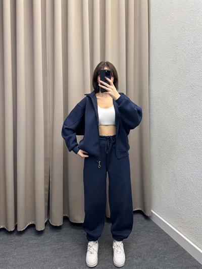 Mario Üç İplik Şardonlu Lacivert Eşofman Takımı