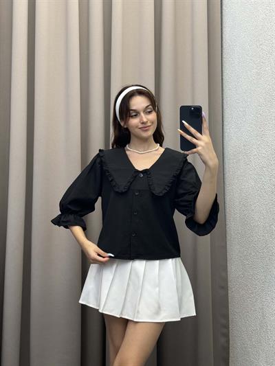 Menial Bebe Yaka Siyah Gömlek