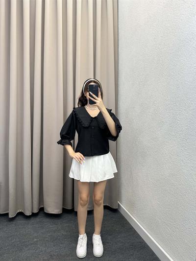 Menial Bebe Yaka Siyah Gömlek