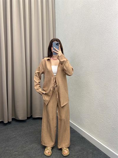 Milano Kahve Bağlamalı Kimona Takım