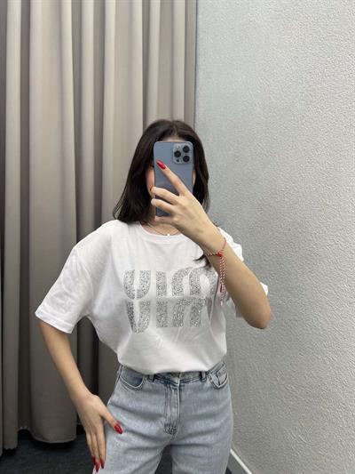 Miu Beyaz Oversize Tshirt