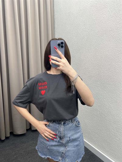 Miu Miu Antrasit Oversize Tshirt