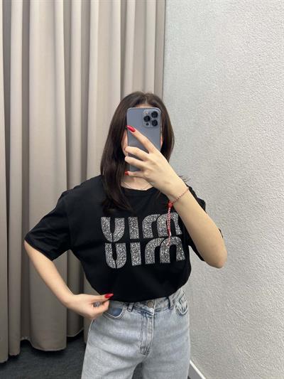Miu Siyah Oversize Tshirt