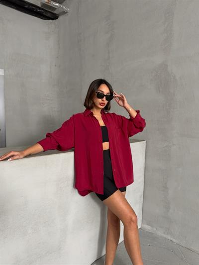 MODAL KUMAŞ SALAŞ CEPLİ GÖMLEK BORDO