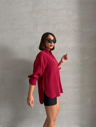 MODAL KUMAŞ SALAŞ CEPLİ GÖMLEK BORDO