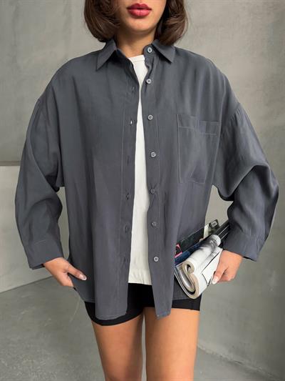 MODAL KUMAŞ SALAŞ TEK CEP GÖMLEK FÜME