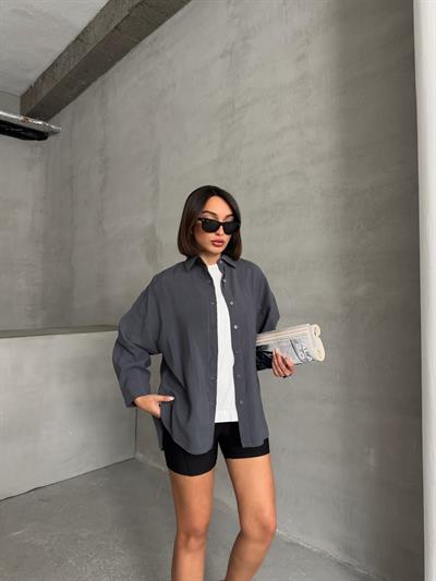 MODAL KUMAŞ SALAŞ TEK CEP GÖMLEK FÜME