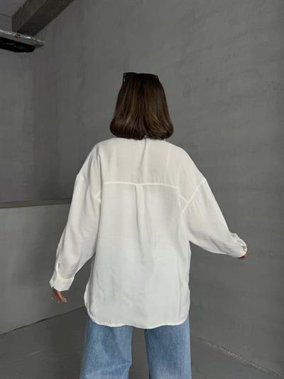 MODAL KUMAŞ SALAŞ TEK CEPLİ GÖMLEK BEYAZ