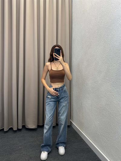 Moon Askılı Kahve Crop