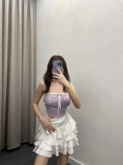 Mykonos Beyaz Fırfırlı Etek