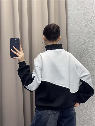 New York Nakışlı Siyah Sweatshirt