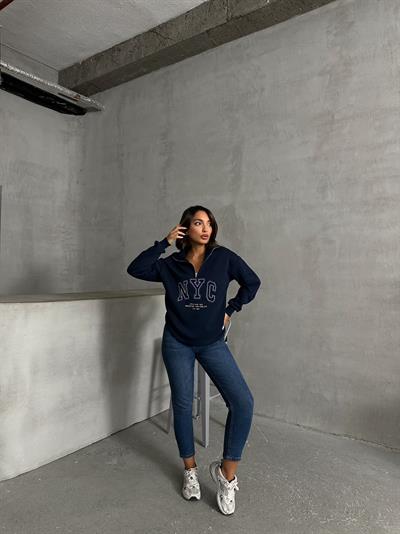 NYC NAKIŞ İŞLEMELİ SWEATSHIRT LACİVERT