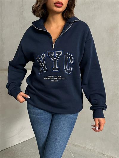 NYC NAKIŞ İŞLEMELİ SWEATSHIRT LACİVERT