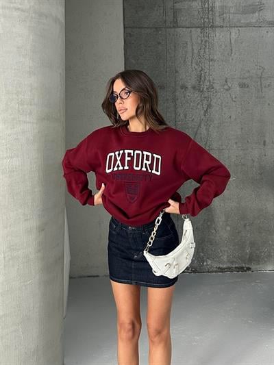Oxford Baskılı Oversize Sweatshirt
