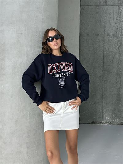 Oxford Baskılı Oversize Sweatshirt