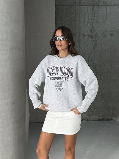 Oxford Baskılı Oversize Sweatshirt