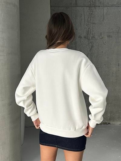 Oxford Baskılı Oversize Sweatshirt