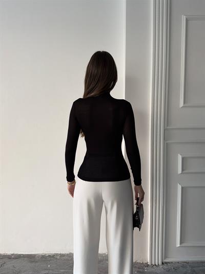 OYS BUZY KUMAŞ PARMAK GEÇME BLUZ SİYAH