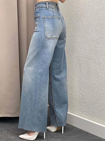 Paça Kesik İspanyol Paça Mavi Jean 
