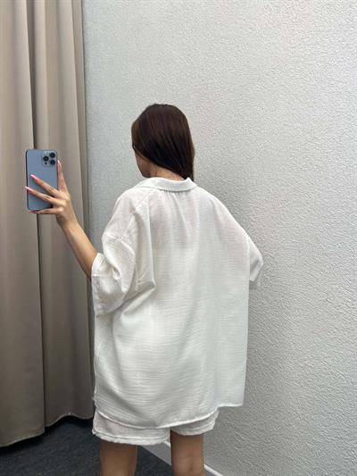 Pakhet Keten Beyaz Gömlekli Takım